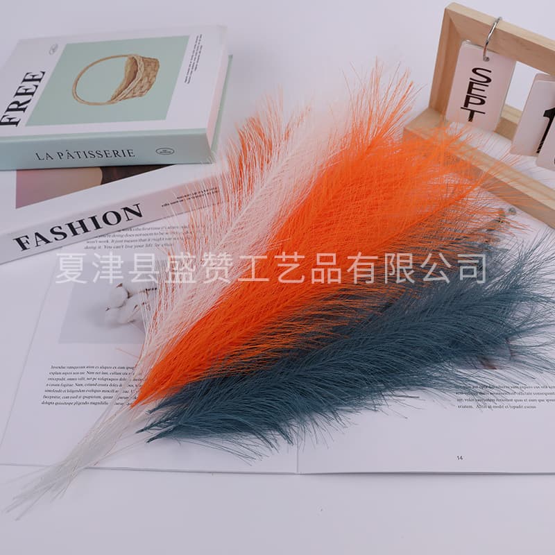 New Outdoor Artificial Pampas Grass Colorful Feather Flower Wedding Photography Prop Simulation Reed Grass
