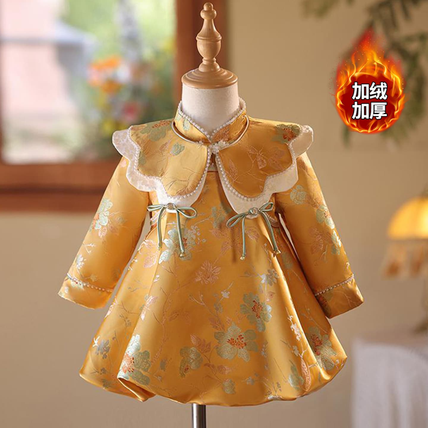 One-year-old baby girl's birthday banquet dress Chinese style national style banquet autumn long-sleeved children's birthday Tang suit dress