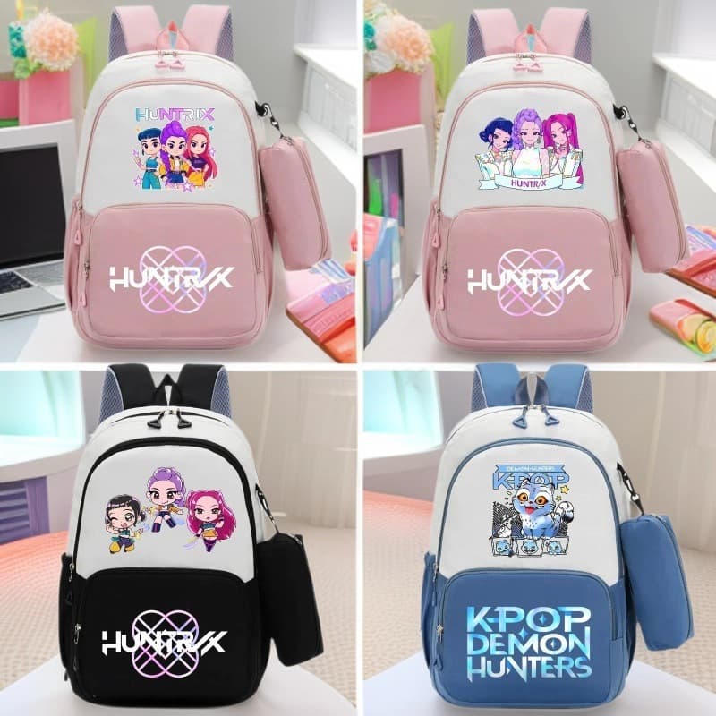 Witch Hunter Cartoon Print Two-Piece Set Backpack for Elementary and Middle School Students