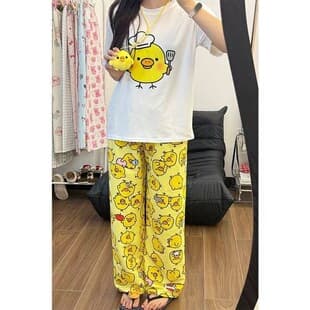 Cute Pajama Set Summer Student New Anime Short Sleeve Kawaii Girl Shorts Loose Nostril Home Pants Wearable Out