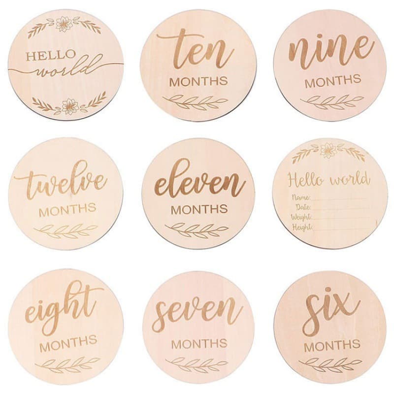 DIY Wooden Baby Monthly Milestone Wooden Disc Cards Birth Announcement Sign Newborn Photography Props