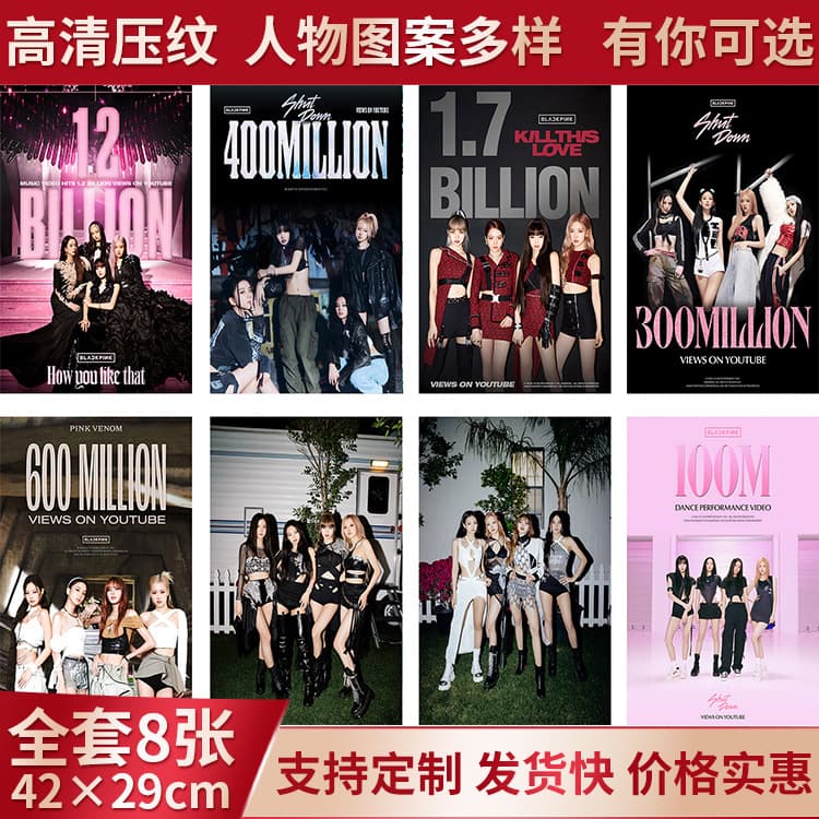 Celebrity Posters High-quality Textured - Complete 8pcs set with signatures, dorm/school wall decals, wholesale for street vendors