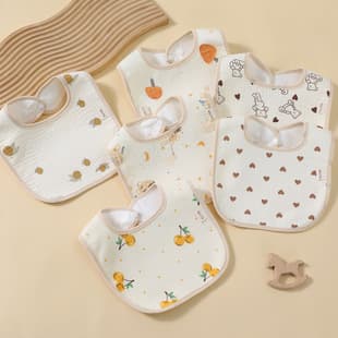Crepe Bib Waterproof Class A Newborn Baby Petal Bib Cotton Autumn/Winter Kids Eating Cartoon Bib