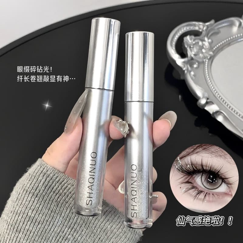SHAQINUO Diamond Mascara Slim, Curl, Quick-drying, Sparkling Eyelashes, Atmospheric, Fine Flash, Cross-Border Beauty Makeup