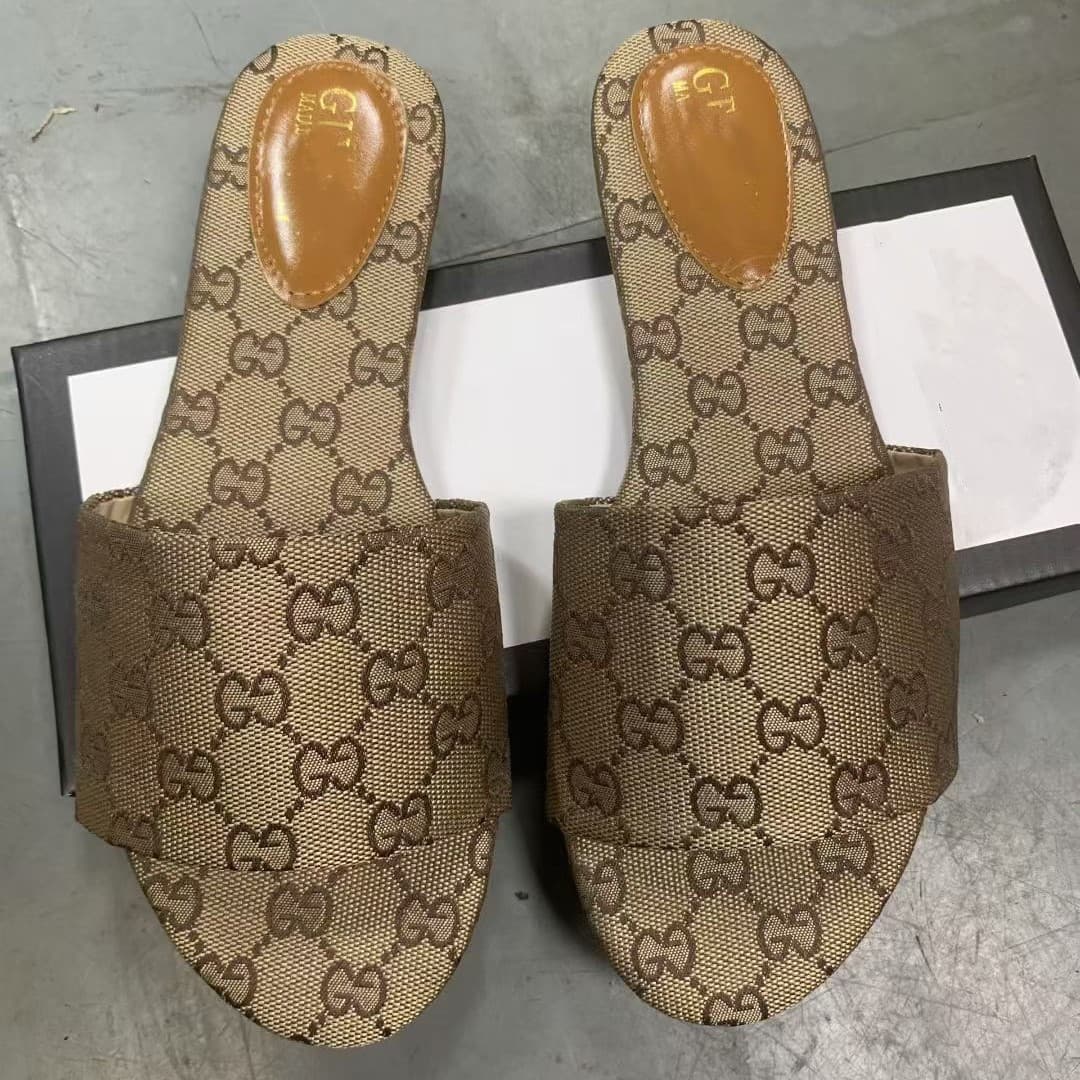 Ladies Slippers New Style G-Letter Flat One-Strap Slides, Cross-Border European and African Style, Outdoor Wear, Mules for Women