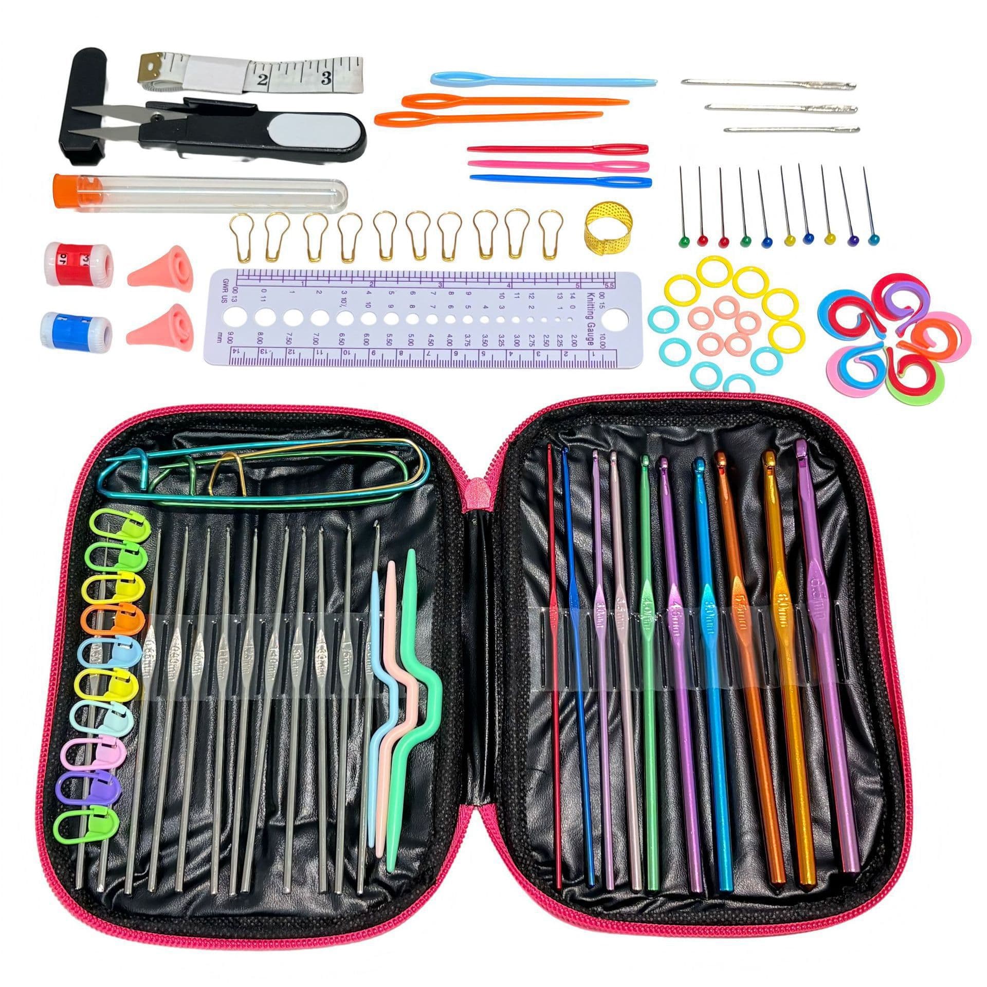 Cross-border hot selling aluminum oxide crochet combination set diy wool knitting crochet tool kit wholesale