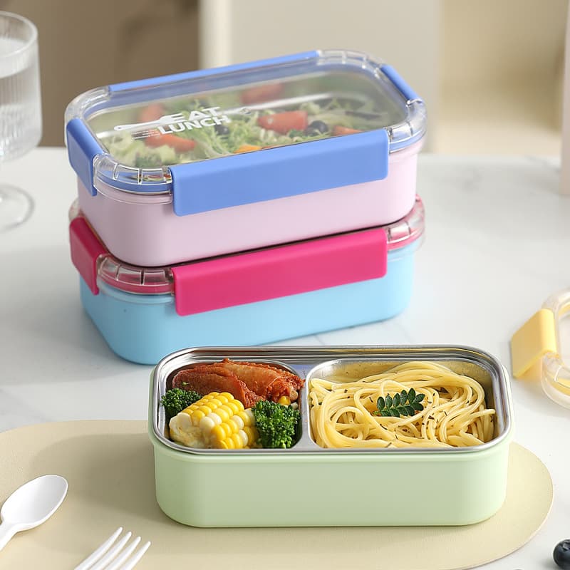 Cross-Border Compartment Lunch Box for Students and Office Workers, Portable 304 Stainless Steel Insulated Lunch Box