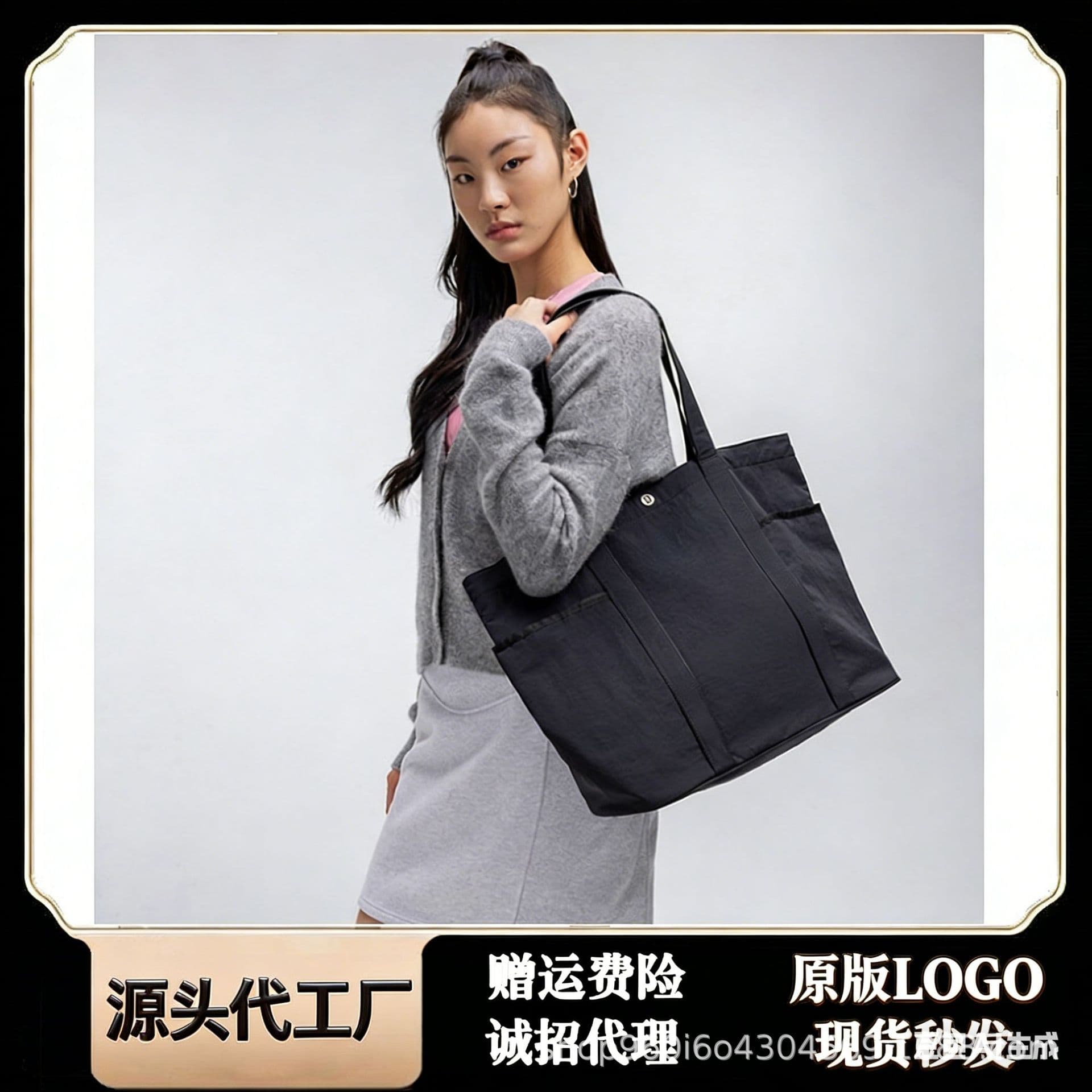 Bags lulu canvas tote bag Lulu mommy bag large capacity canvas bag shoulder portable commuter women's bag large bag