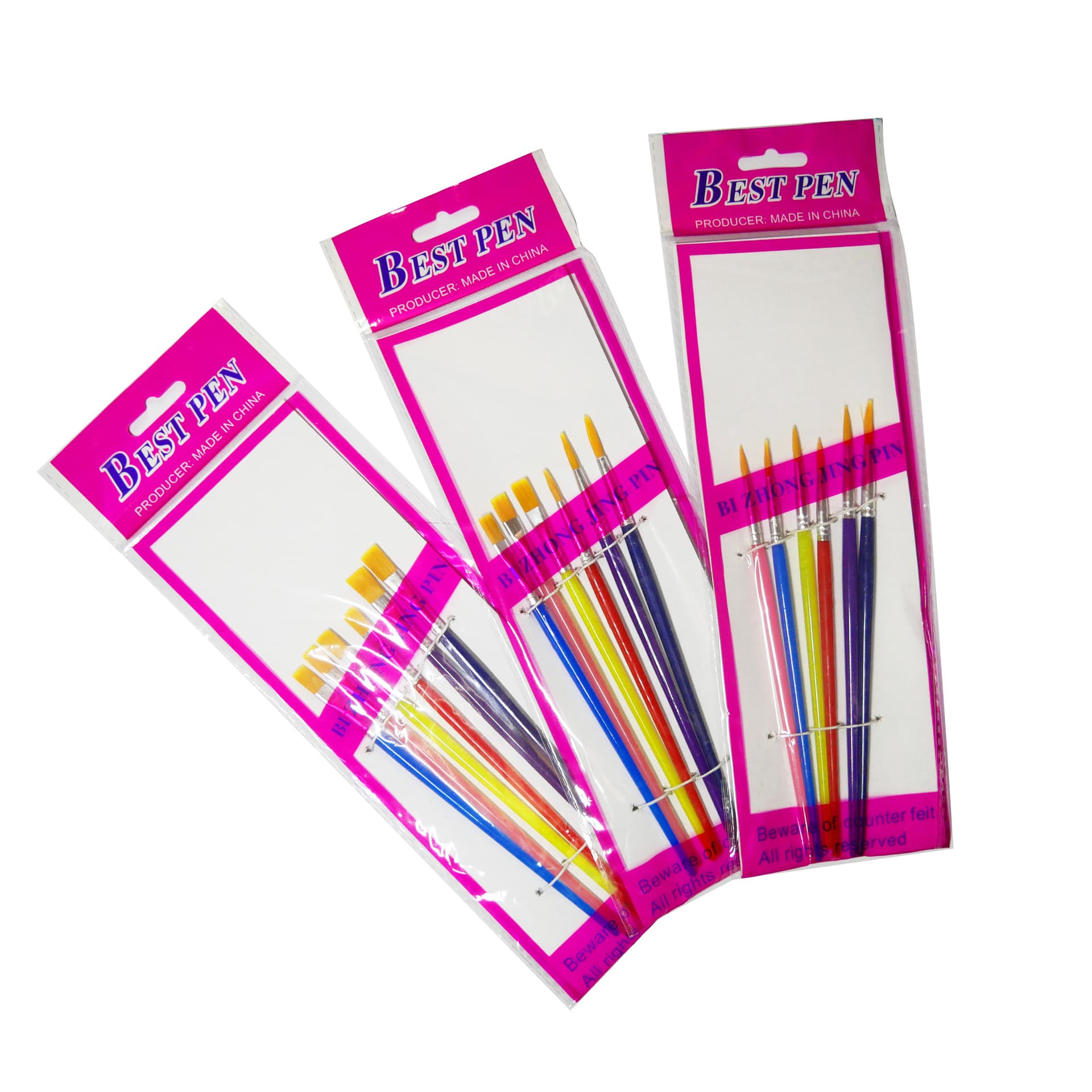 6 Colorful Nylon Brush Painting Set for Students, Gouache and Watercolor Art Supplies, Beginner Kit
