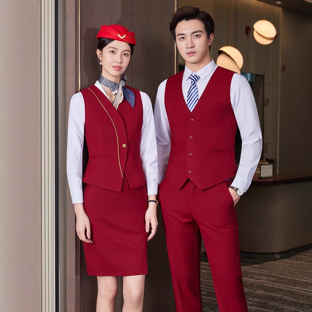 Professional Vest Set Men Women Flight Attendant Air Hostess Work Uniform Hotel Lobby Greeter Mall Shopping Guide Workwear