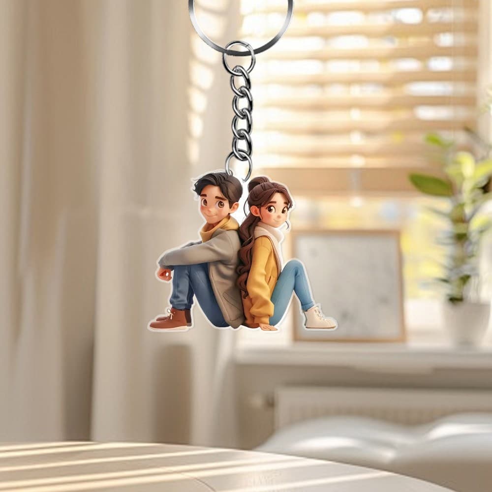 Best-selling Valentine's Day Couple Back-to-Back Acrylic Car Hanging Ornament Keychain Tag