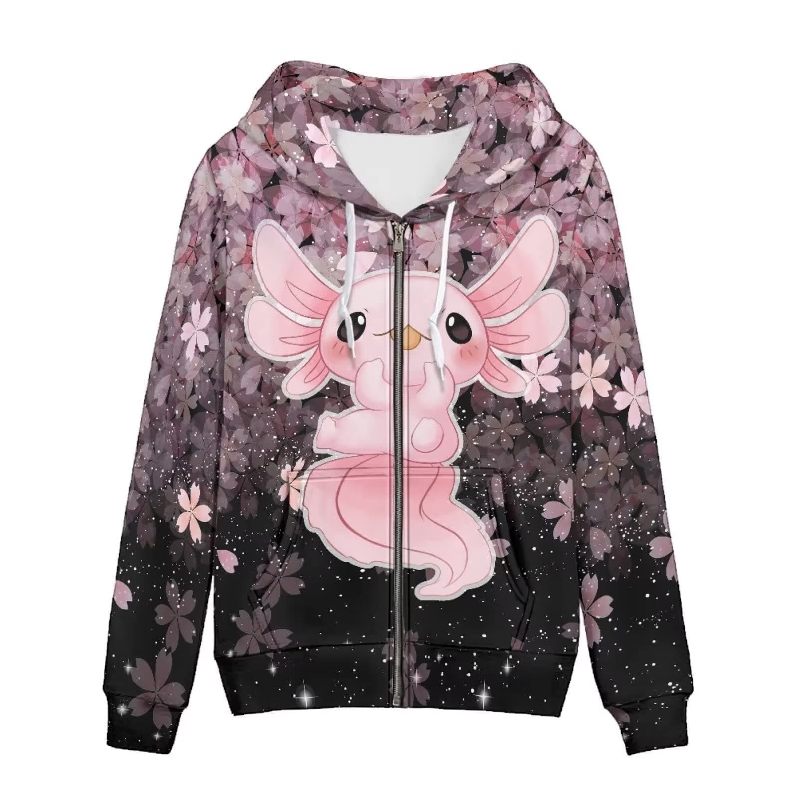 Cross-border Zipper Hoodie Animal 3D Print Zip-Up Hoodie Colorful Art Women's Sweatshirt