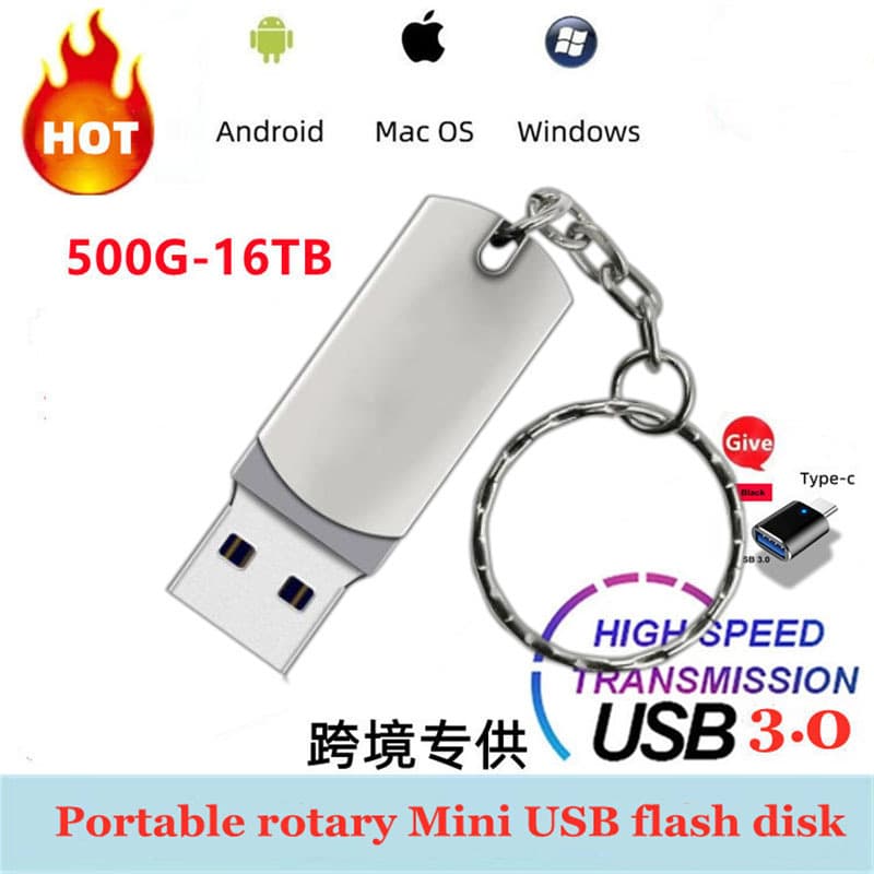 Cross-border USB Flash Drive Wholesale Upgrade 1TB Large Capacity USB Drive 8T Metal USB Drive 2TB Customizable Engraving Logo 16TB