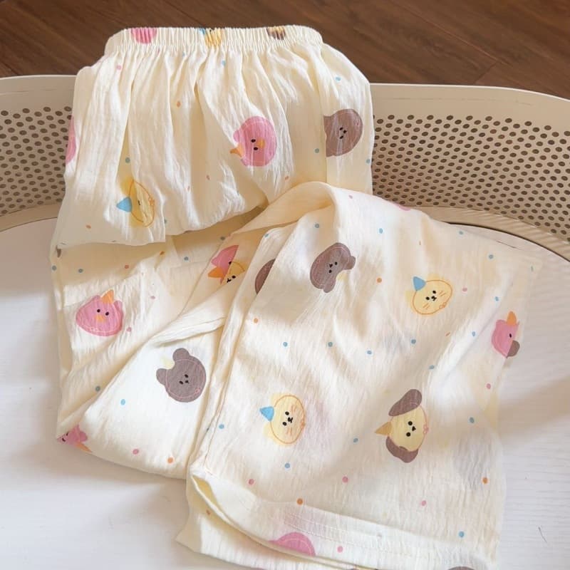 Colored Bear Pajama Pants Thin Cute Girl's Home Clothes Home Pants Anti-mosquito Pants Bubble Foam Walking Pants Casual Pants