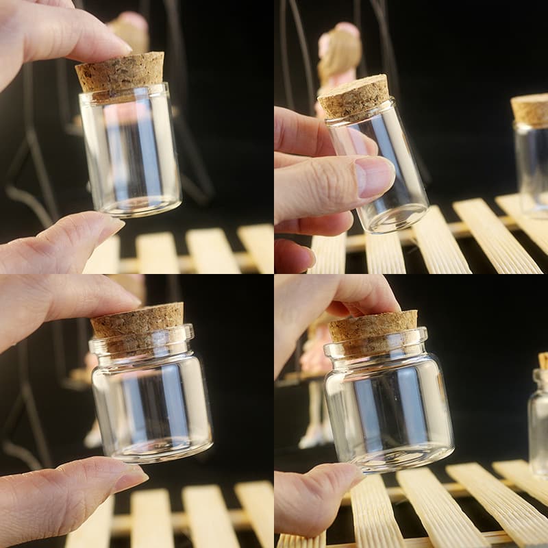 High Aesthetic Cork Storage Small Glass Bottle Pretty Shell and Conch Container Parrot Feather Collection Bottle