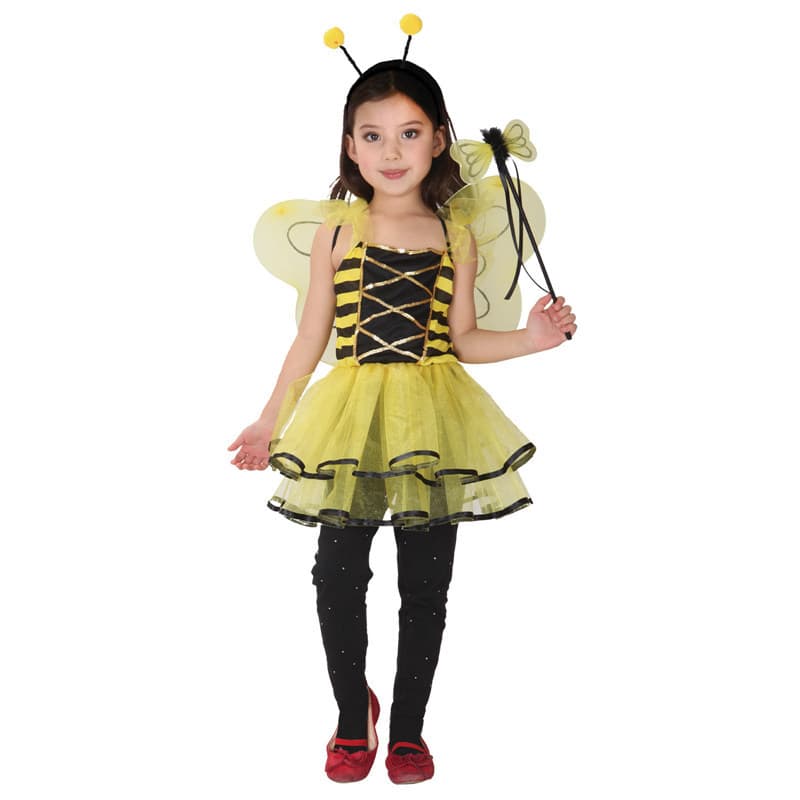 Halloween Children's Day Cosplay Kids Costume Girls Pretty Little Bee Bee Fairy Dress G-0072