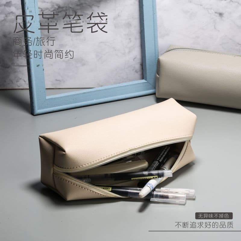 Makeup Brush Storage Bag Korean Style Pencil Case Leather Fashion Minimalist Universal Bag for Women Portable Pencil Pouch Custom