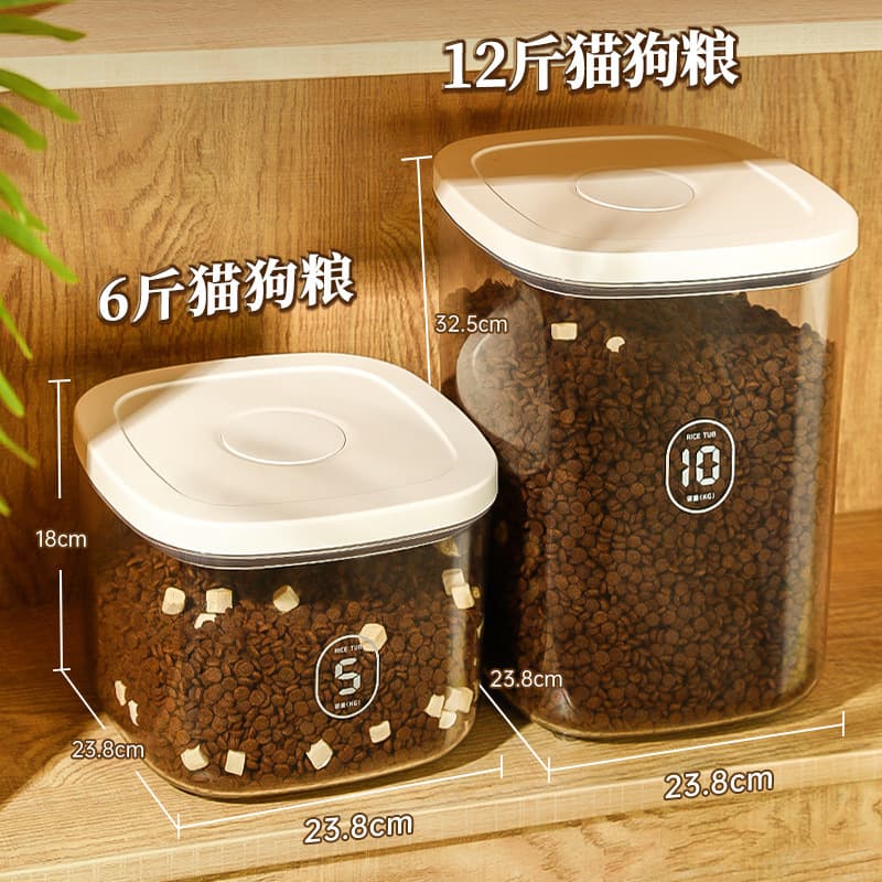 Pet Vacuum Grain Storage Bucket, Cat and Dog Food Bucket, Large Capacity Sealed Jar, Moisture-Proof Cat Food Container, Household Pet Food Box