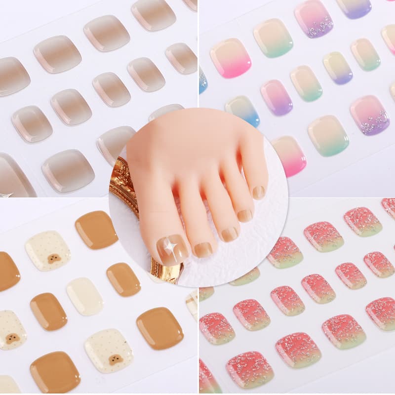 Cartoon Nail Stickers Gel Foot Pads Four-Pointed Star UV No-Bake Princess Series Adorable Sweet Floral Design for Beauty Sticker