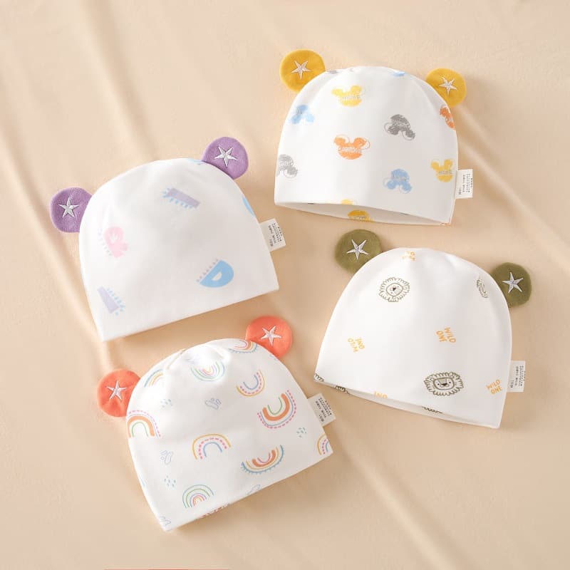 Newborn Bei'ai Double-Layer Fetal Cap Seamless Baby Hat Soft All-Season Fontanelle Protection Infant Cap