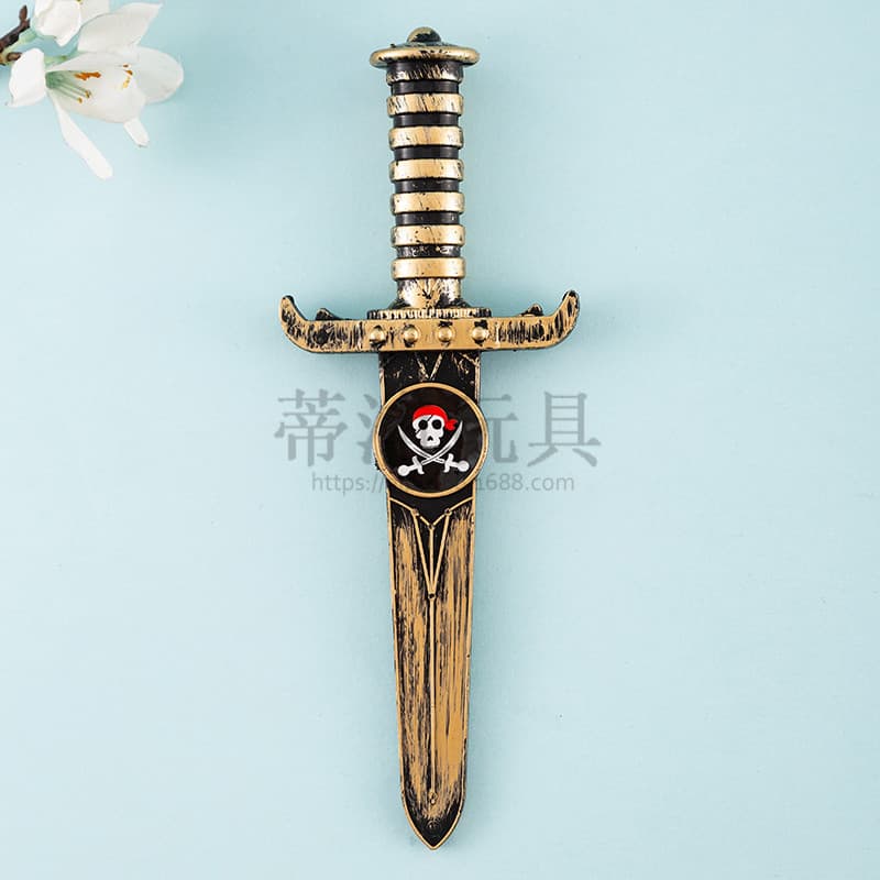 Halloween Pirate Dagger Plastic Toy Knife Skull Pattern Antique Bronze Small Weapon Performance Prank Prop
