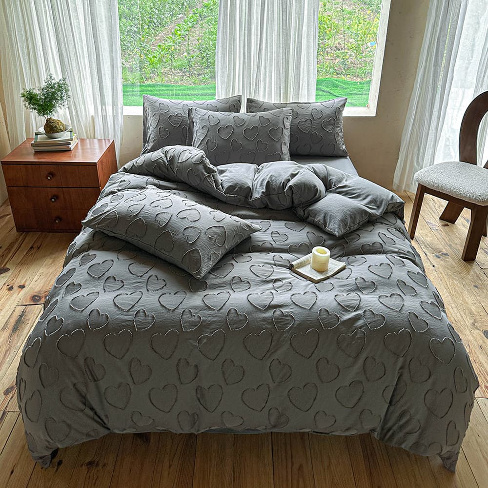 Cross-Border Ins-Style Simple Comfortable Cut-Out Washed Cotton Bed Sheet Fitted Sheet Four-Piece Set Dormitory Bed Sheet Three-Piece Set Wholesale