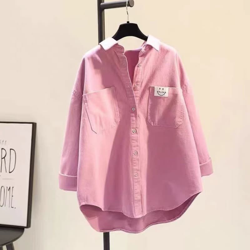 Plus Size Women's Solid Color Long Sleeve Asymmetrical Hem Shirt 2026 Fall New Trendy Loose Fit Top for Curvy Women
