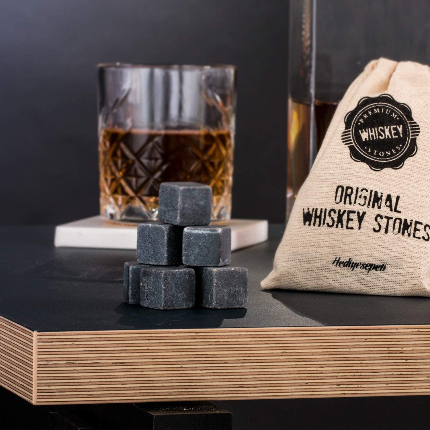 In-stock grey marble ice stones whiskey stones laser logo engraving patterns ice stones ice-cooling