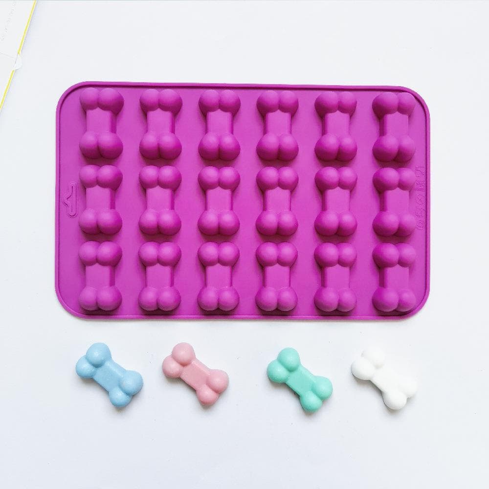 18-Cavity Bone 163 Soap Mold, Chocolate Cookie Mold, Cake Mold, Ice Cream Candy Silicone Mold