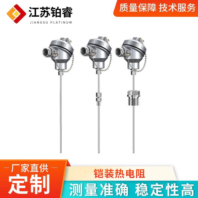 High-Precision Armored Thermal Resistance PT100 Stainless Steel High-Temperature Resistant Temperature Sensor Threaded Flange K Type Thermocouple