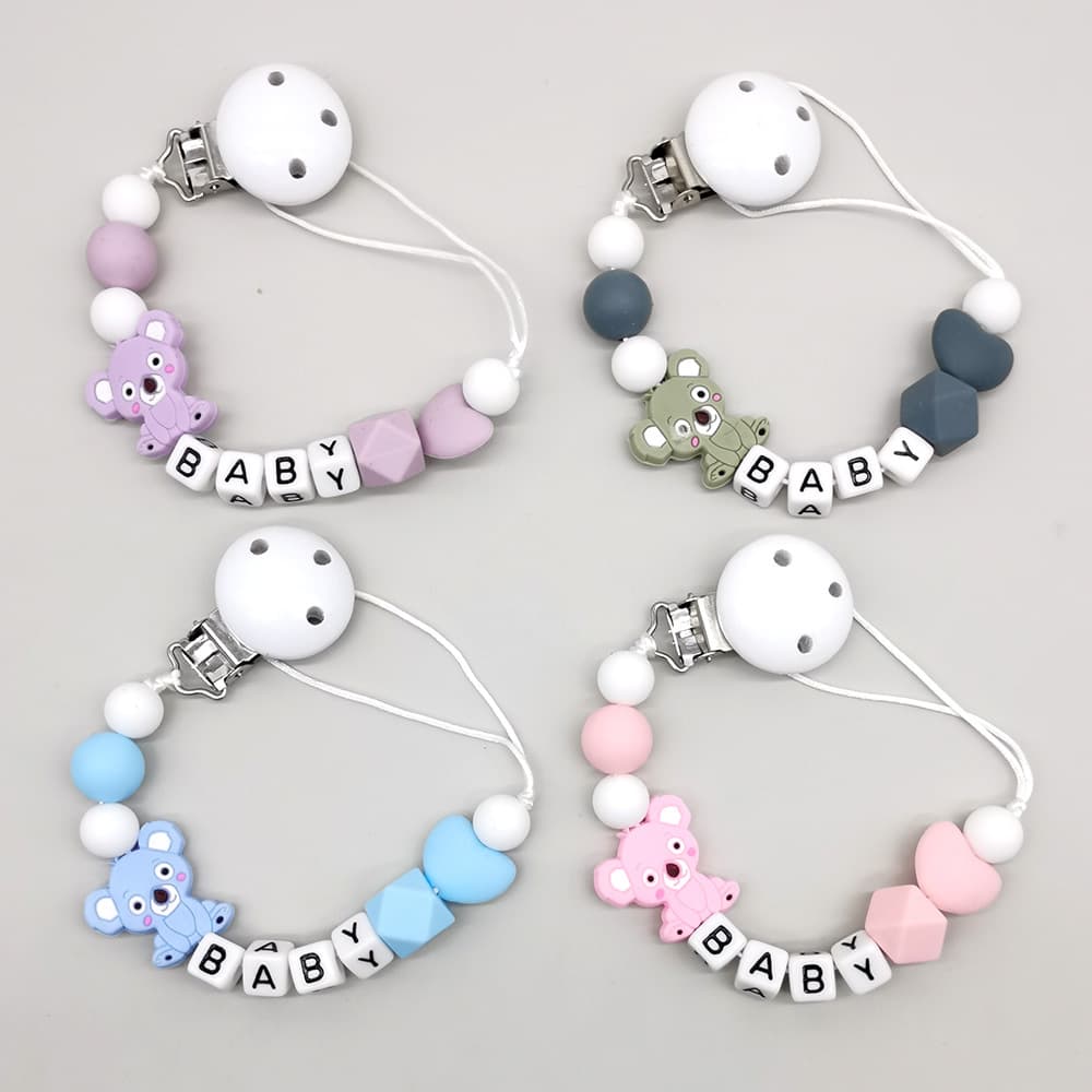Popular silicone pacifier chain Cartoon koala teether anti-drop chain Amazon AliExpress anti-lost pacifier chain