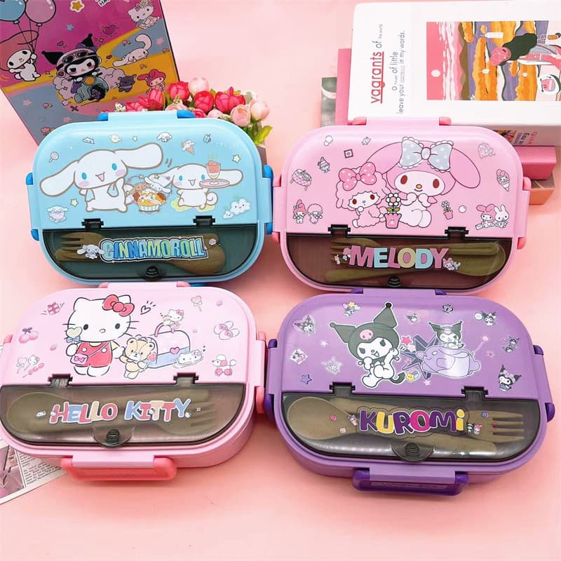 Cross-border 304 stainless steel lunch box cute cartoon student office worker portable 3-compartment sealed lunch box