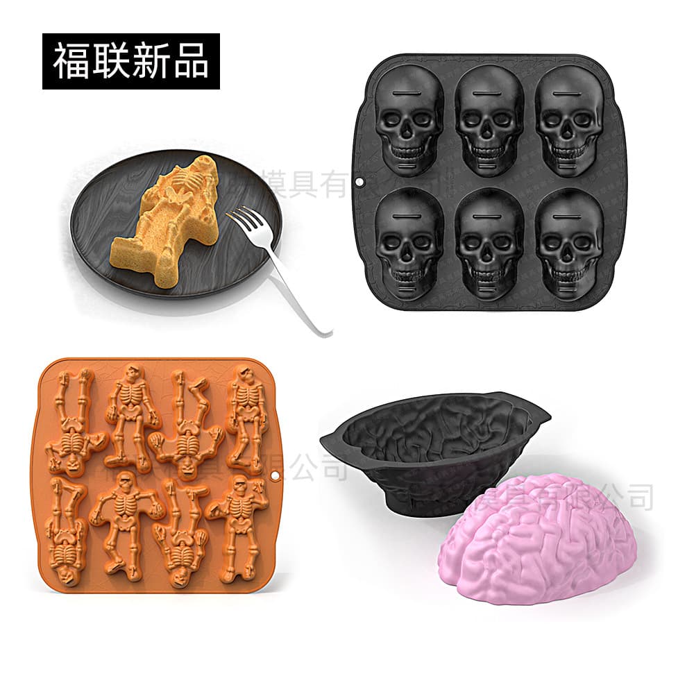 Skull Head Resin Mold Halloween Face Mask Silicone Cake Mold Christmas Bone Accessories High Quality Durable Easy To Clean