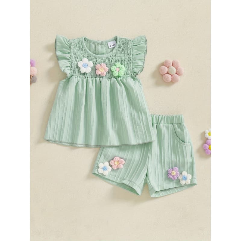 2026 New Cross-Border Dropshipping 3D Floral Cover-Up with Flutter Sleeves Babydoll Shirt