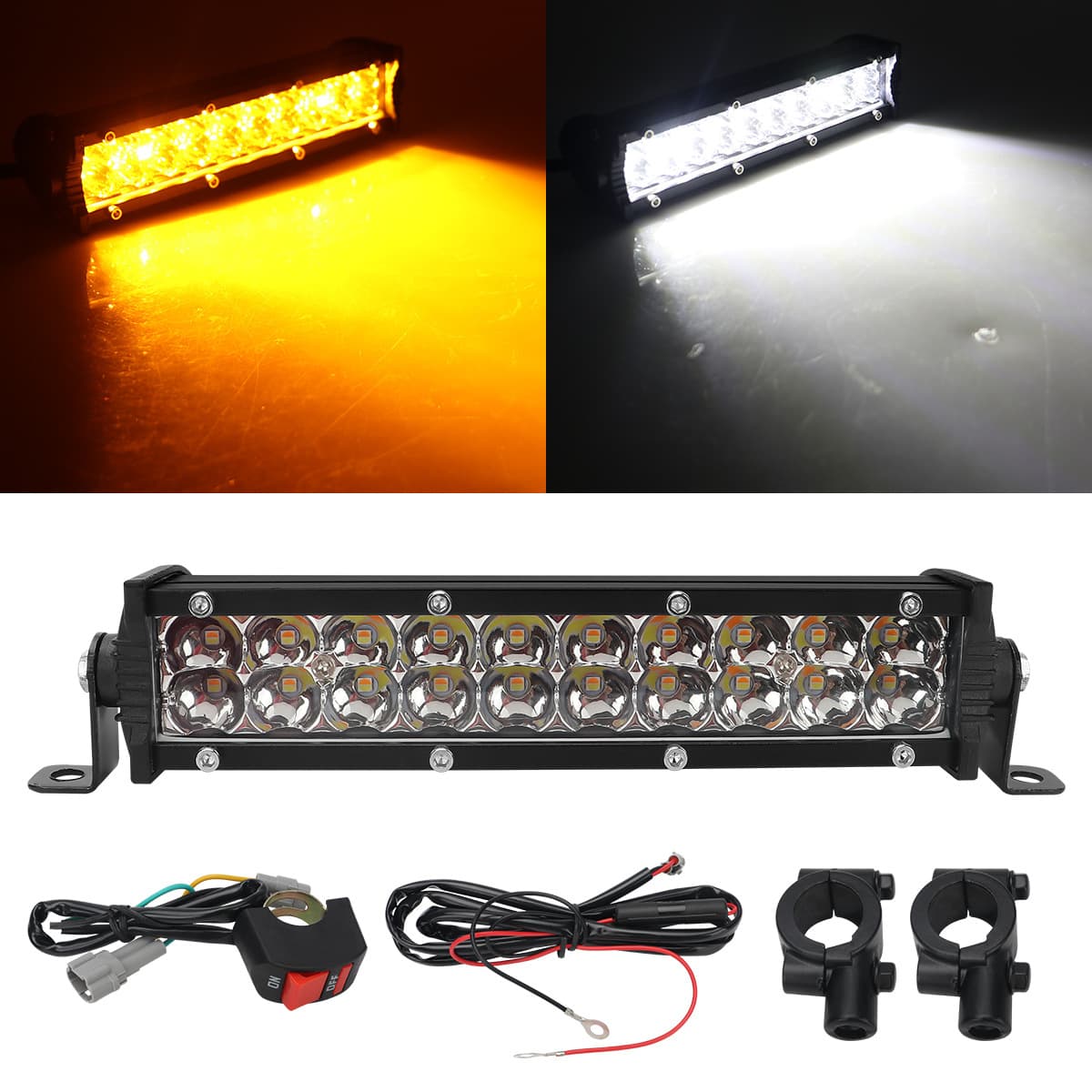 High Brightness LED Work Spot Lights Double Row Long Bar Car License Plate Lights Motorcycle Equipment Accessories