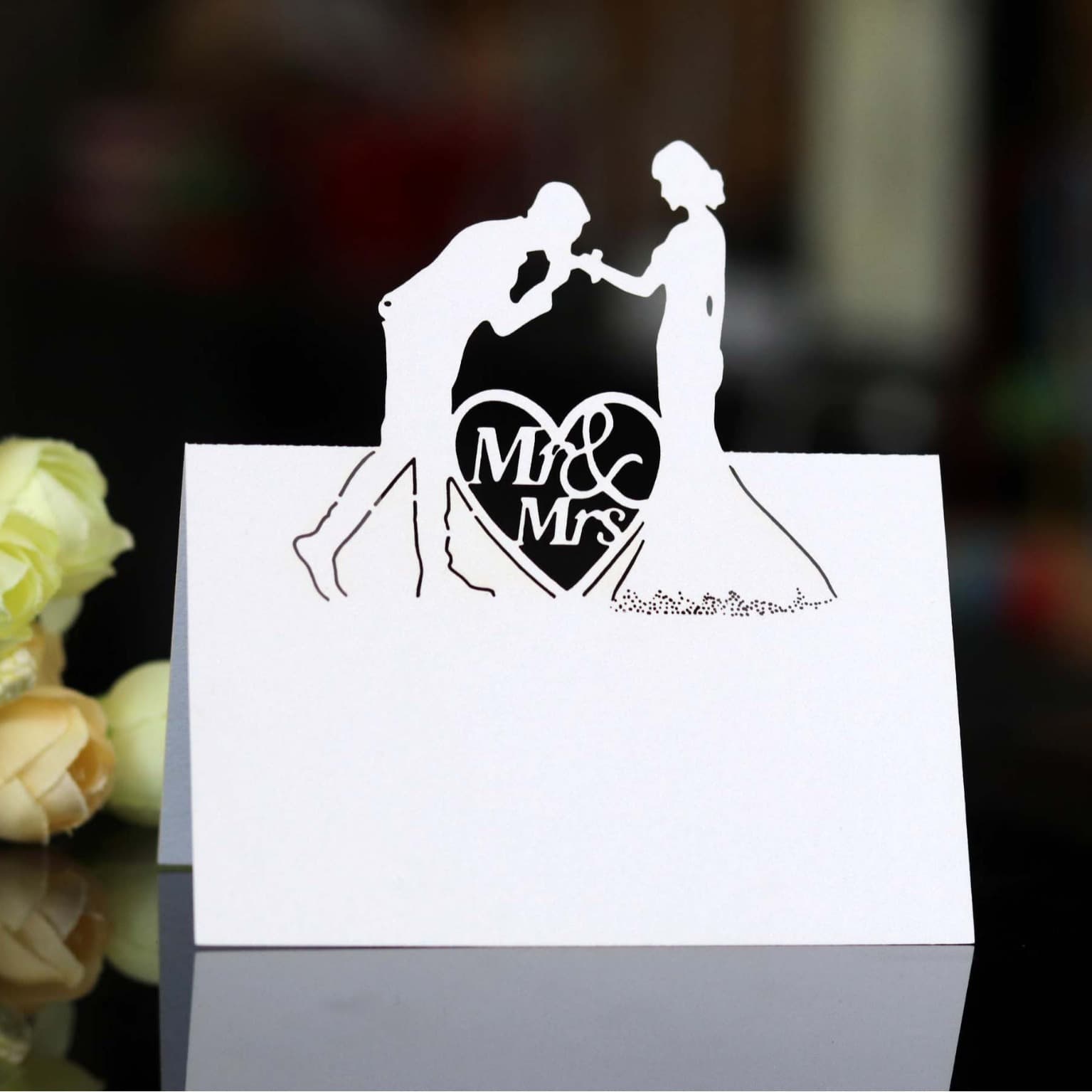 Ready-made engagement love wedding place card, hollow sign-in card, wedding table card, diamond MS MRS table card