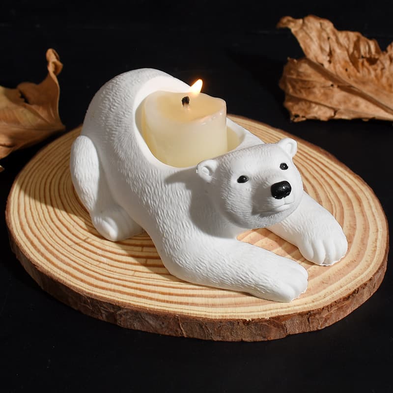 Polar Bear Gypsum Cup DIY Mold Gypsum Polar Bear Candle Cup 3D Bear Flowerpot Storage Cup Silicone Mold