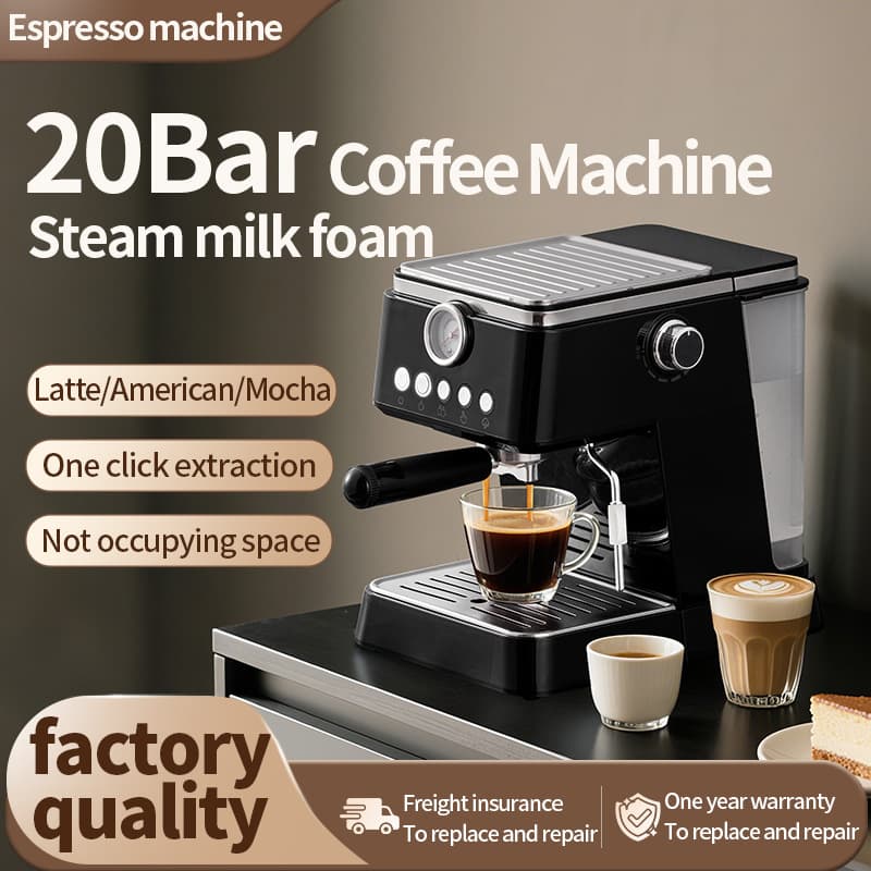 Espresso Machine Italian coffee machine household small semi-automatic 20Bar milk foam coffee machine cross-border