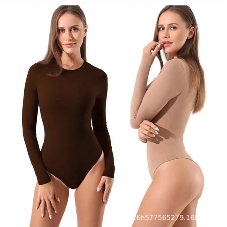 Skims Kardashian Alternative Style Original Top Skin-Colored Bodysuit Long-Sleeve Shapewear 2025
