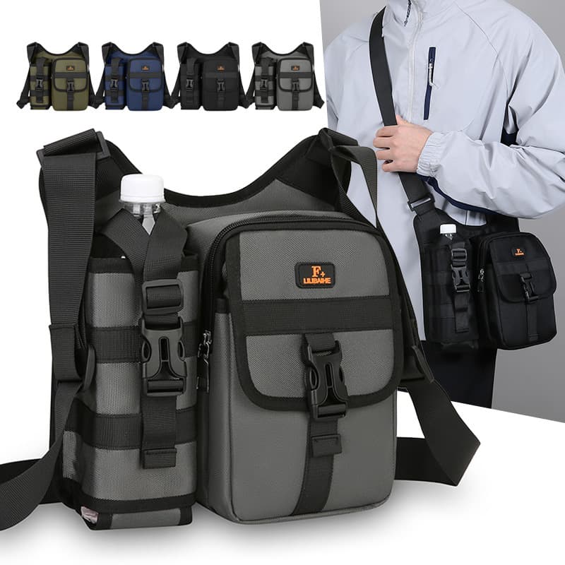 Multifunctional outdoor umbrella water cup bag portable travel shoulder bag for men practical wear-resistant versatile crossbody bag