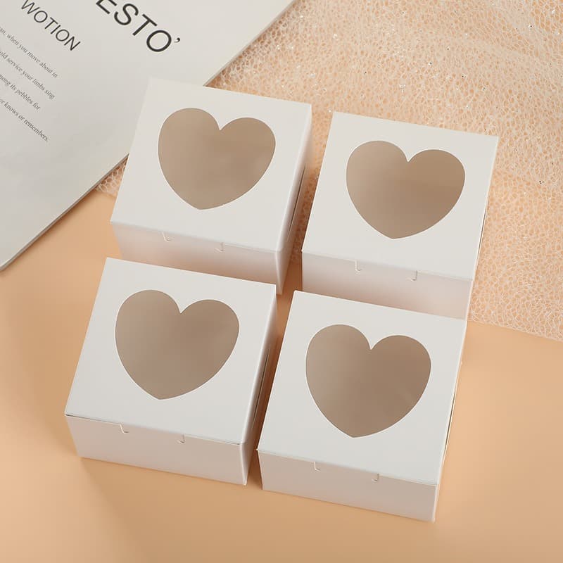 Amazon Transparent Window Heart-Shaped Paper Box French Baking Cake Box Pastry Cookie Egg Tart Packaging Box Gift Box