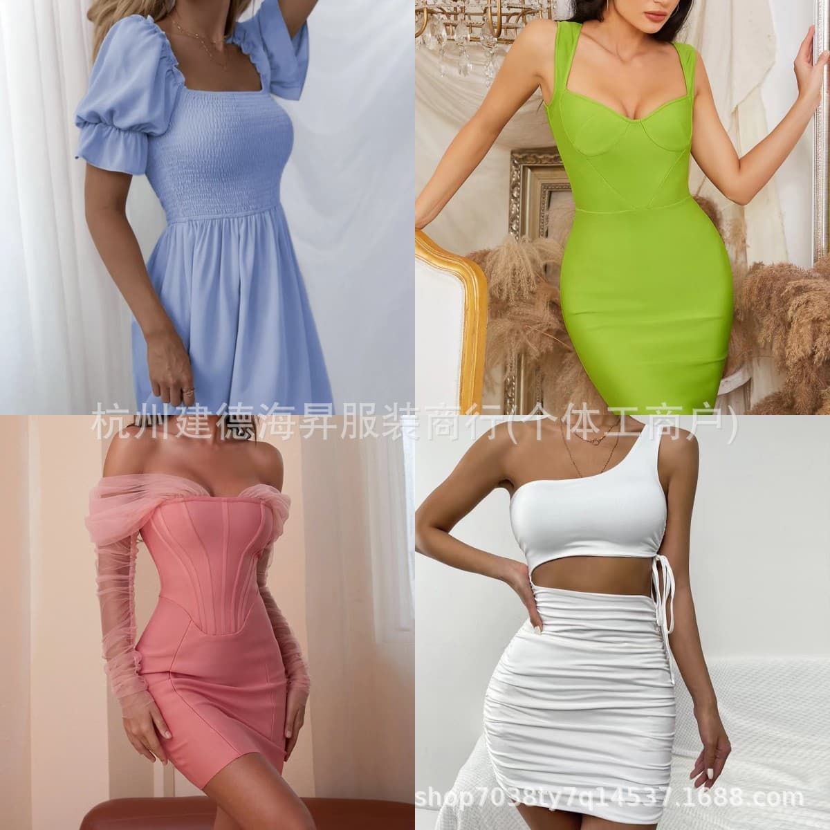New Shein Dress Women Summer Elegant Dress Fashion Sexy Slim Fit Party Dress Cross-Border Wholesale