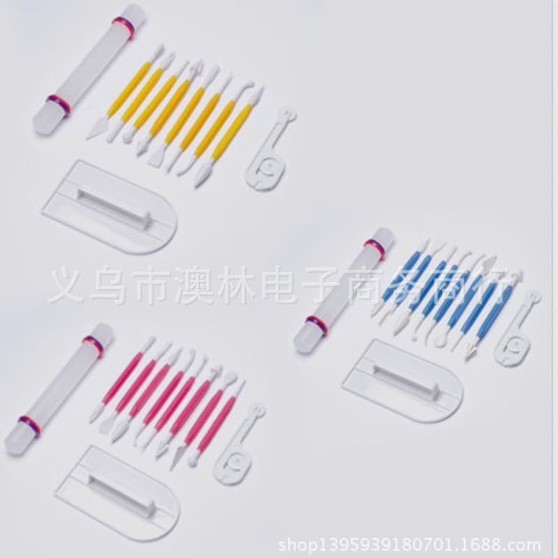 Baking Tools / 4 Styles 11-Piece Fondant Cake Mold Set Rolling Pin Carving Kit 3 Colors Available