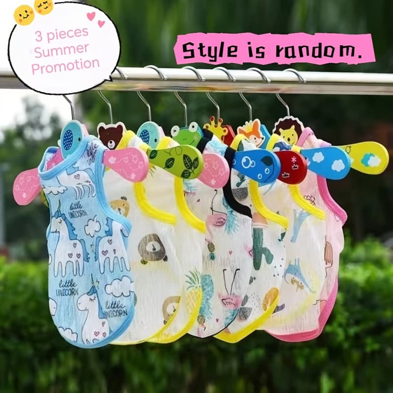 2026 New Cross-border Drop Shipping 3 Random Styles Pet Clothes: Cute Breathable Dog Outfits