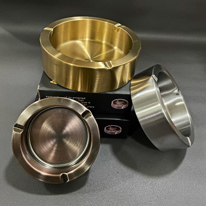 Thickened double-layer stainless steel ashtray anti-scalding shop KTV restaurant ashtray commercial simple European style ashtray