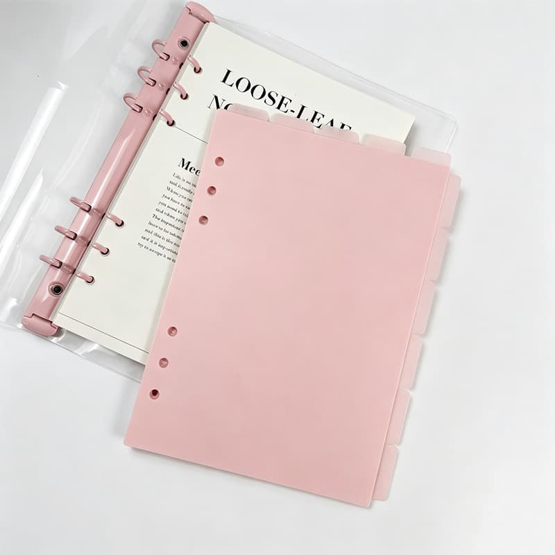 Morandi powder A5 loose-leaf separator page 6-hole double index set notebook PP plastic paging ready
