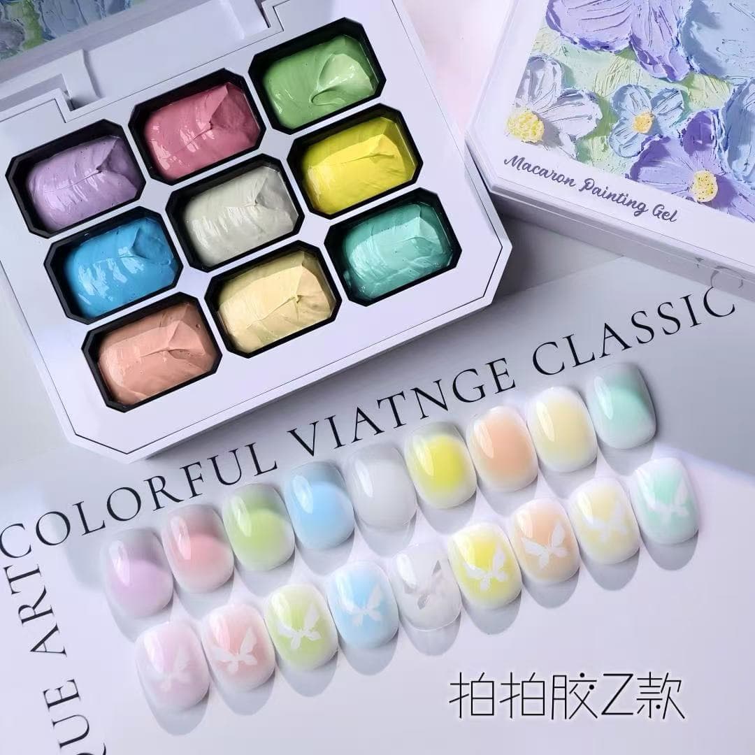 Cross-border best-selling nine-grid press-on gel, no-wipe long-lasting solid gel, high-saturation nail art gel polish