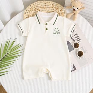 Baby Onesie Thin Style Boys Clothes Summer Polo Shirt Girls Short Sleeve Romper 100 Days Full Moon Suit