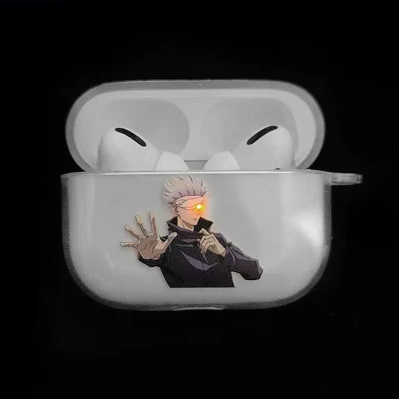 Jujutsu Kaisen Gojo Satoru Apple AirPods Case 1/2/4 Gen Wireless Bluetooth Pro 3 Transparent with Light Soft