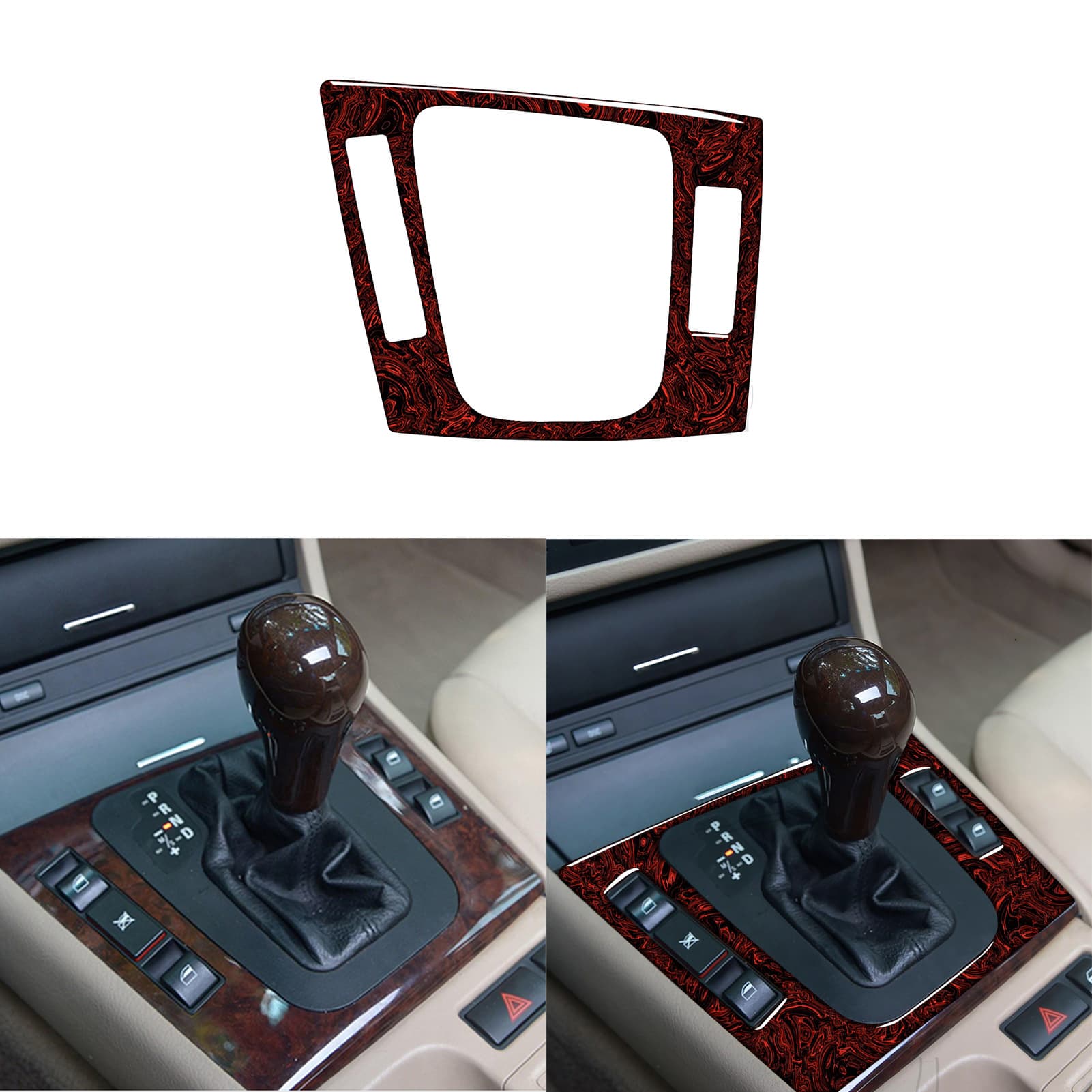 Suitable for BMW Old 3 Series E46 Interior Modification Flame Red Pattern Gear Shift Center Console Cover Decorative Frame Sticker